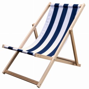 Liegestuhl aus Holz Blaue und weiße Streifen