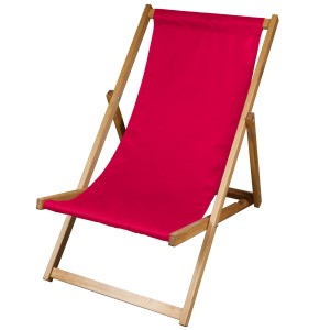 Drewniany leżak plażowy olejowany czerwony