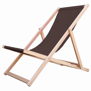 Drewniany leżak plażowy brązowy