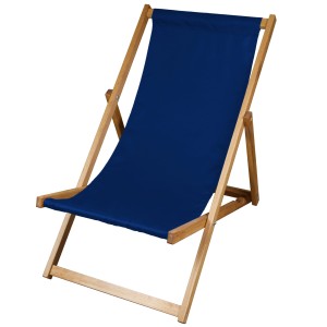 Drewniany leżak plażowy olejowany granatowy